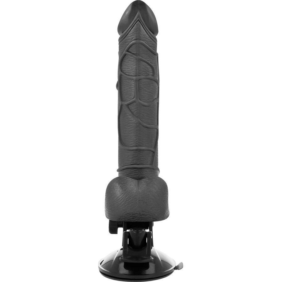 BASECOCK - REALISTISK VIBRATOR FJERNBETJENING SORT MED TESTIKLERNES 19,5 CM -O- 4 CM