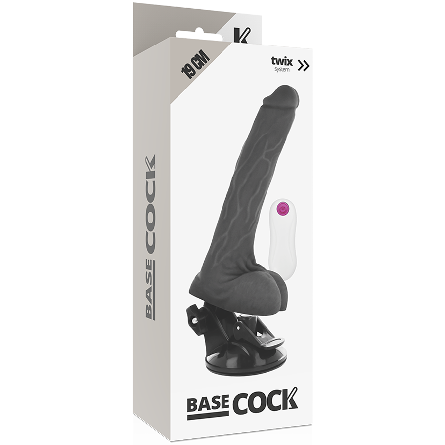 BASECOCK - REALISTISK VIBRATOR FJERNBETJENING SORT 19 CM -O- 4 CM