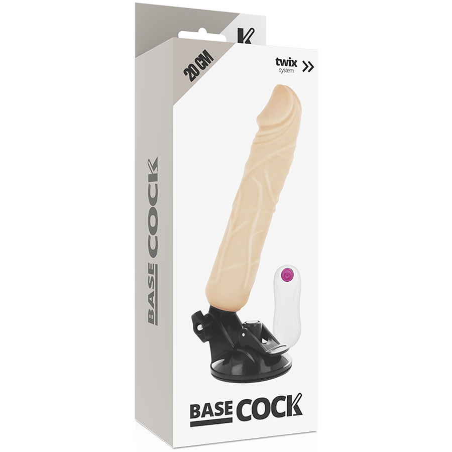 BASECOCK - REALISTISK VIBRATOR FJERNBETJENING FLESH 20 CM -O- 4 CM