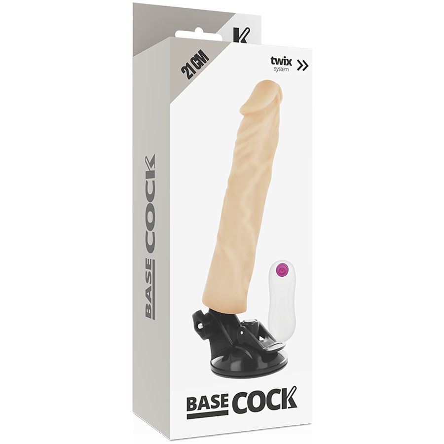 BASECOCK - REALISTISK VIBRATOR FJERNBETJENING FLESH 21 CM -O- 4 CM