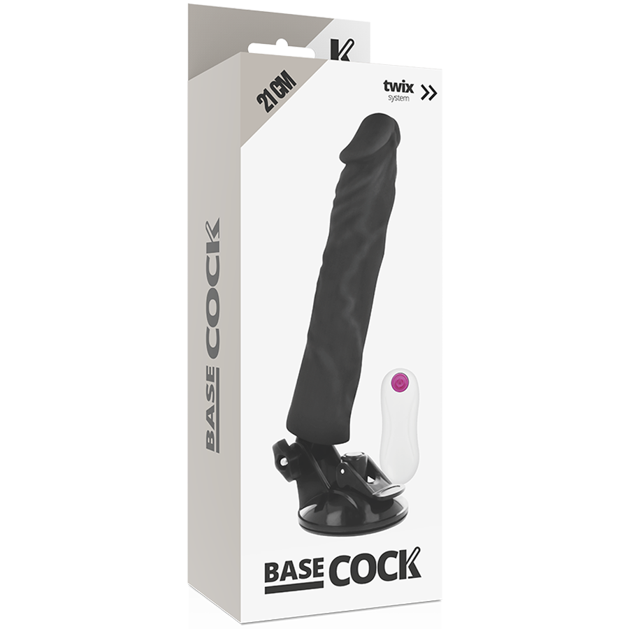 BASECOCK - REALISTISK VIBRATOR FJERNBETJENING SORT 21 CM -O- 4 CM