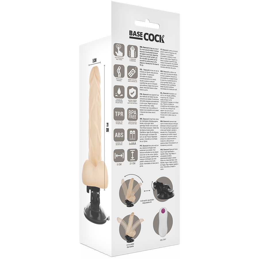 BASECOCK - REALISTISK BØJBAR FJERNBETJENING 21 CM -O- 5 CM