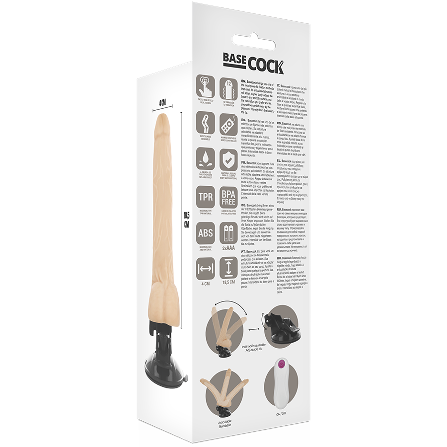 BASECOCK - REALISTISK ARTIKULERBAR FJERNBETJENINGSKØD 18,5 CM -O- 4 CM