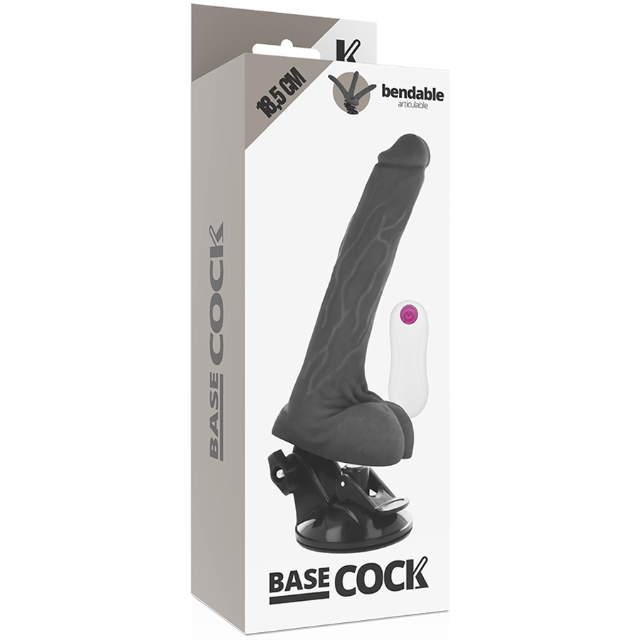 BASECOCK - REALISTISK LEDBAR FJERNBETJENING SORT 18,5 CM -O- 4 CM