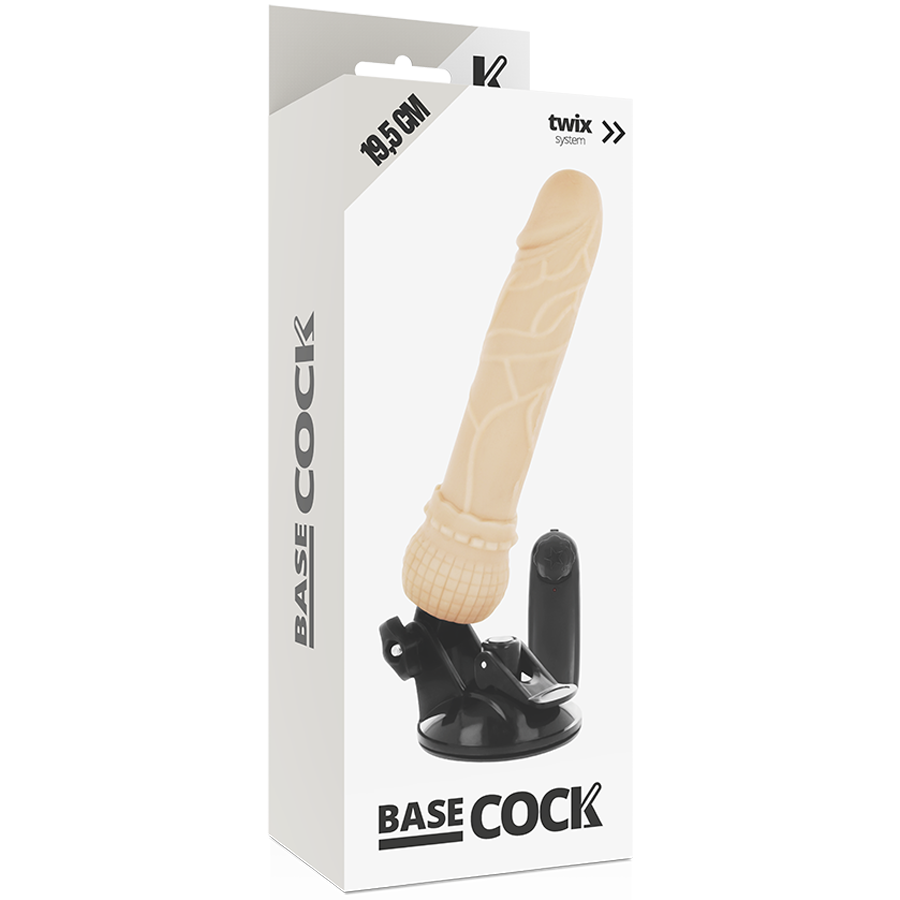 BASECOCK - REALISTISK VIBRATOR FJERNBETJENING KØD 19,5 CM -O- 4 CM