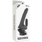 BASECOCK - REALISTISK SORT FJERNBETJENINGSVIBRATOR MED TESTIKLE 20 CM -O- 4 CM