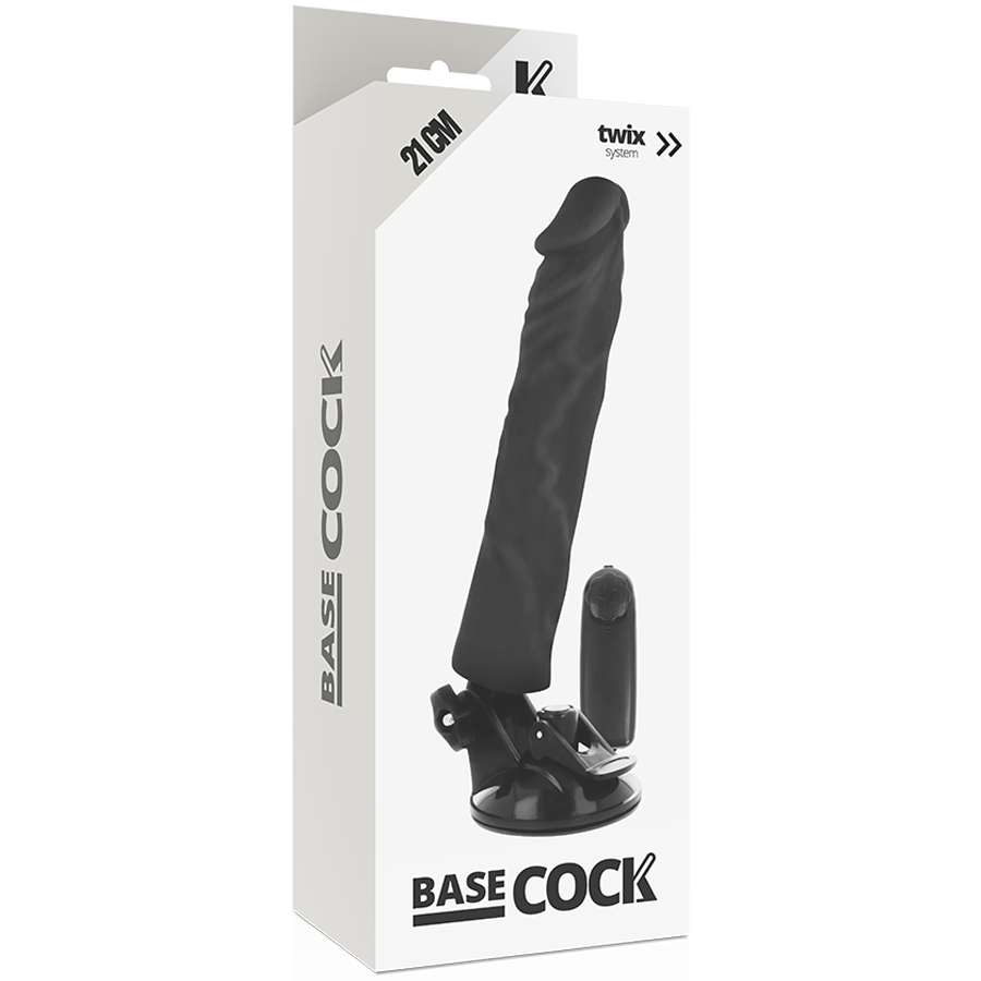 BASECOCK - REALISTISK VIBRATOR FJERNBETJENING SORT 21 CM -O- 4 CM