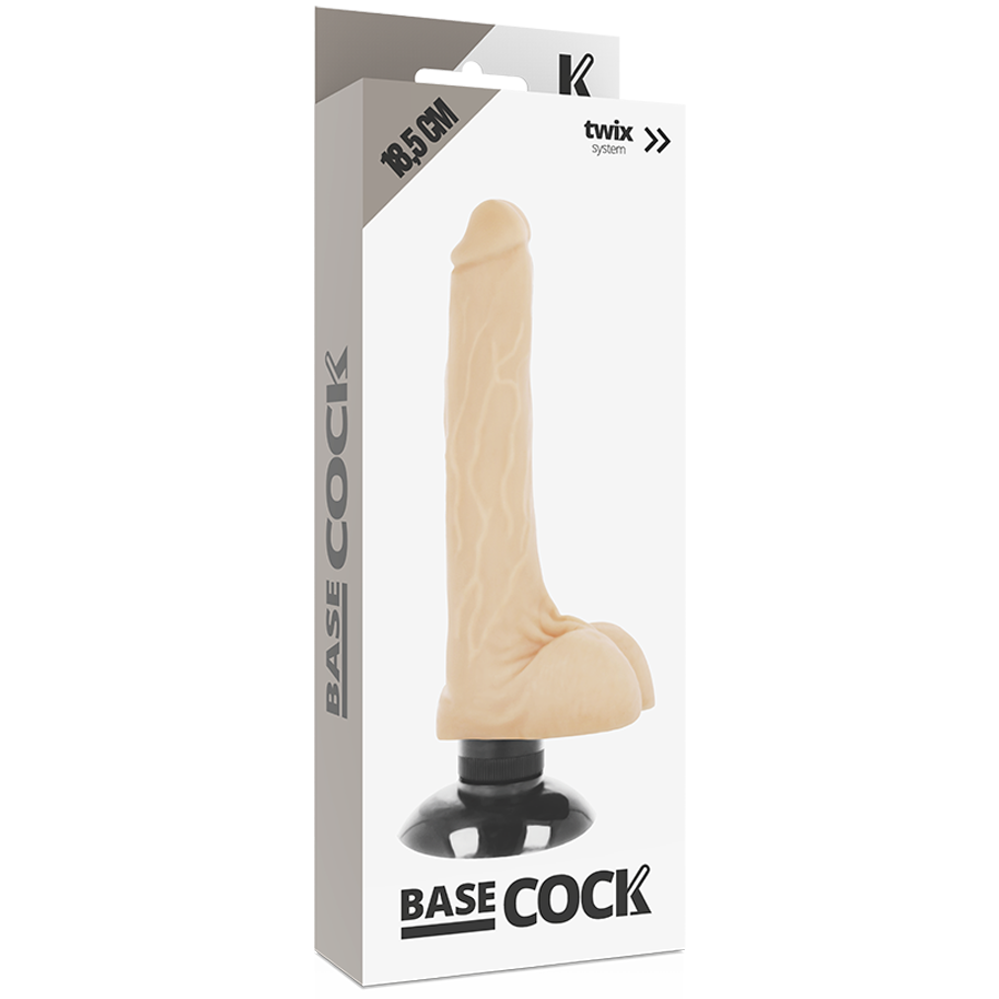 BASECOCK - REALISTISK VIBRATOR 2-1 KØD 18,5 CM -O- 4 CM