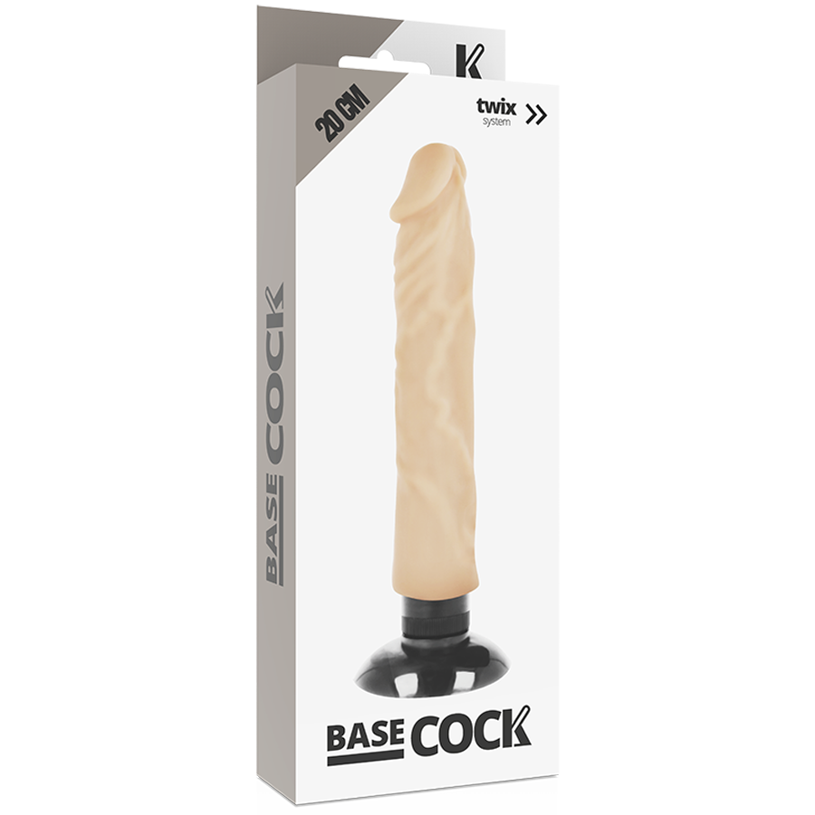 BASECOCK - REALISTISK VIBRATOR 2-1 KØD 20 CM -O- 4 CM