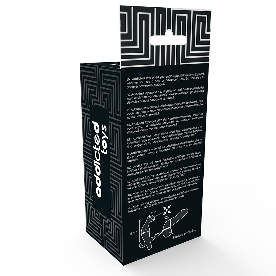 ADDICTED TOYS - ANALPLUG MED DOBBELT PENIS RING OG TESTIKLE SORT