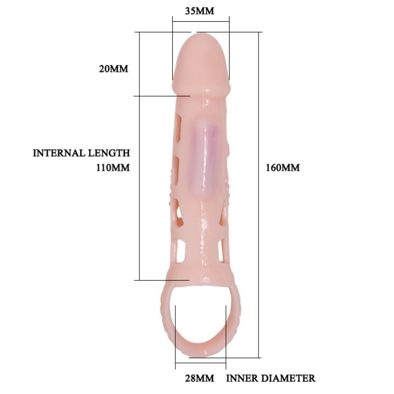 BAILE - PENISFORLÆNGERHOLDER MED VIBRATION OG NATURLIG STROP 13,5 CM