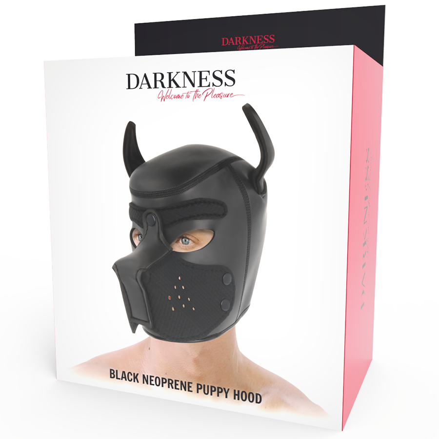DARKNESS - NEOPREN HUNDEMASKE MED FJERNBAR MUNEKNUDE L