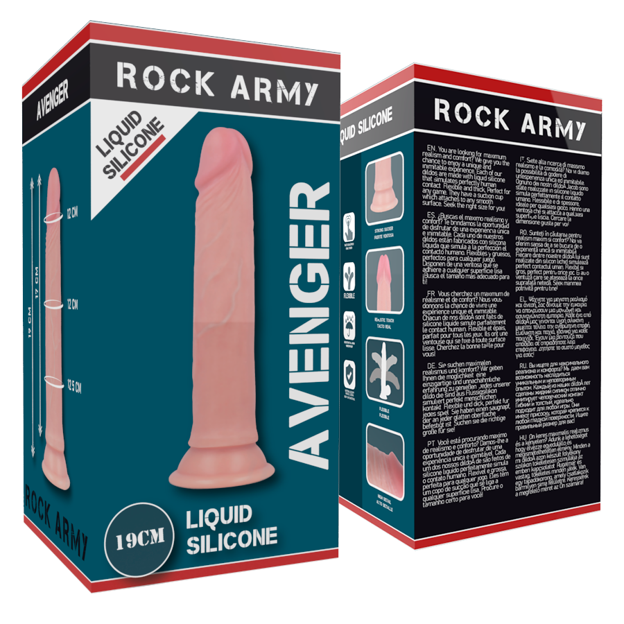 ROCKARMY - ROCKARMY FLYDENDE SILIKONE PREMIUM AVENGER REALISTISK 19 CM -O- 3,98 CM