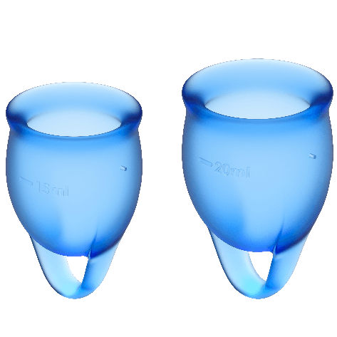 SATISFYER - FØL DIG SELVTILLID MENSTRUATIONSKOP MØRKEBLÅ 15 + 20 ML