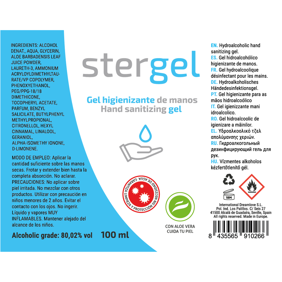 STERGEL - HYDROALKOHOLISK HÅNDDESINFEKTIONSGEL MED ALOE VERA 100 ML
