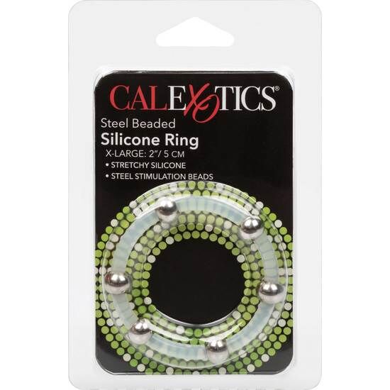 CALEXOTICS - STÅLPERLEBELAGT SILIKONERING XL