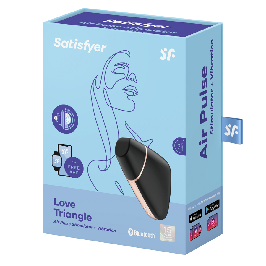 SATISFYER - KÆRLIGHEDSTREKANT LUFTPULS STIMULATOR & VIBRATOR SORT