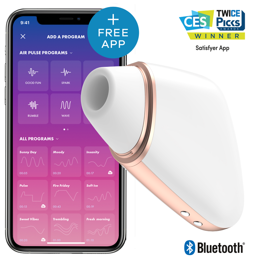 SATISFYER - KÆRLIGHEDSTREKANT LUFTPULS STIMULATOR & VIBRATOR HVID