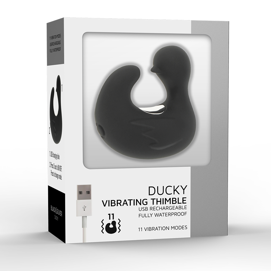 BLACK&SILVER - DUCKYMANIA GENOPLADELIG SILIKONE STIMULERENDE ANDE FINGERBØLG