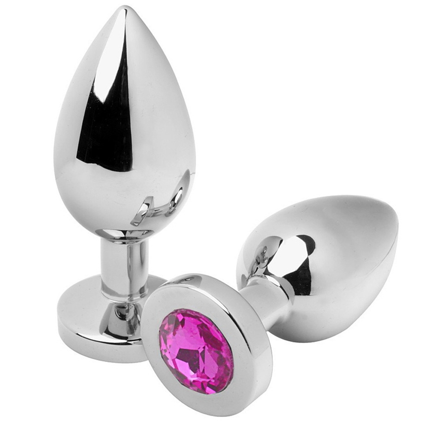 METAL HÅRD - ANALPLUG DIAMANT PINK LILLE 5,71 CM