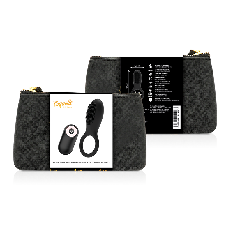 COQUETTE CHIC DESIRE - GENOPLADELIG PIKRING MED FJERNBETJENING, SORT/GULD