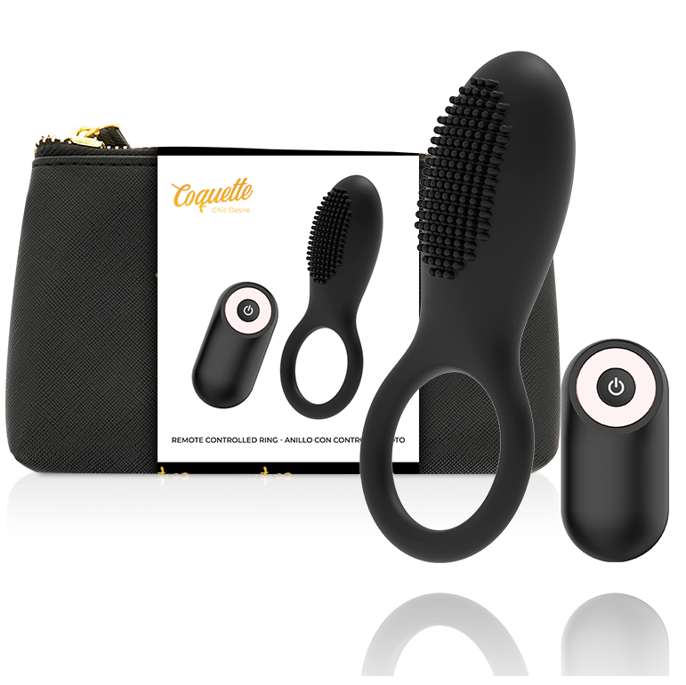 COQUETTE CHIC DESIRE - GENOPLADELIG PIKRING MED FJERNBETJENING, SORT/GULD