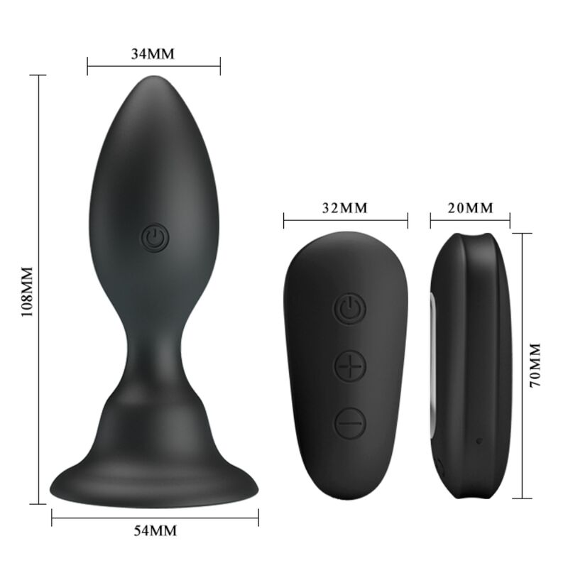 MR PLAY - ANALPLUG MED VIBRATION SORT FJERNBETJENING
