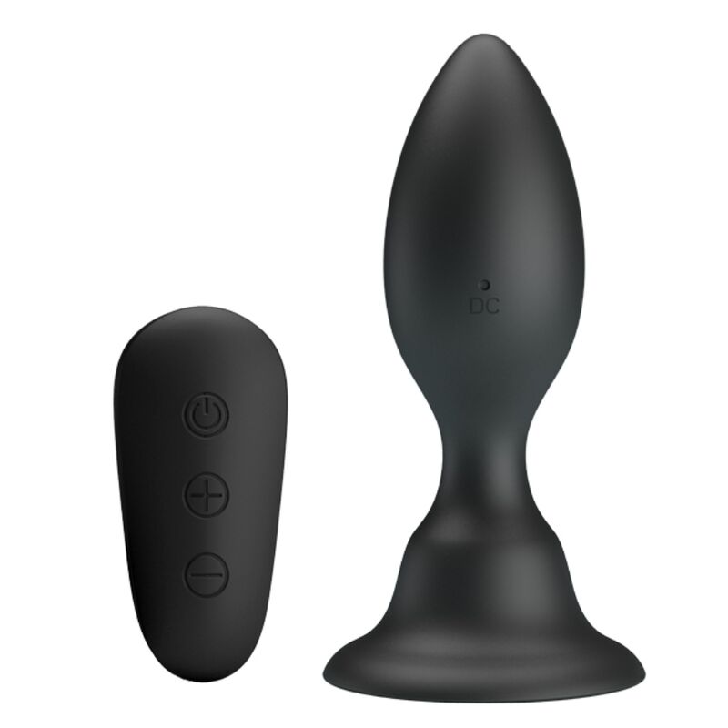 MR PLAY - ANALPLUG MED VIBRATION SORT FJERNBETJENING