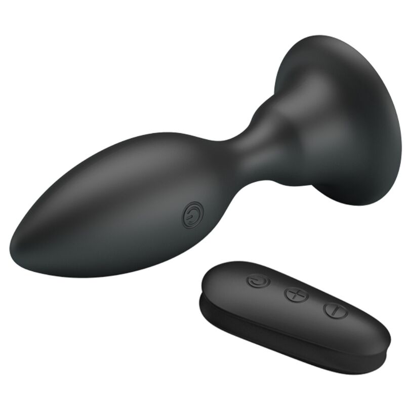 MR PLAY - ANALPLUG MED VIBRATION SORT FJERNBETJENING