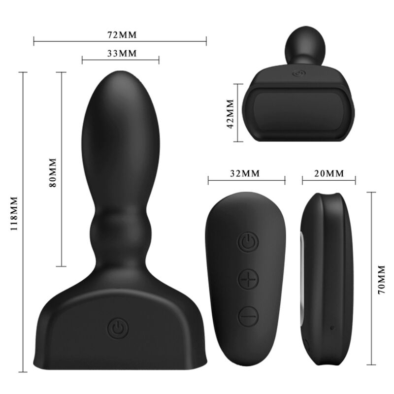 MR PLAY - SORT OPPUSTELIG ANALPLUG FJERNBETJENING