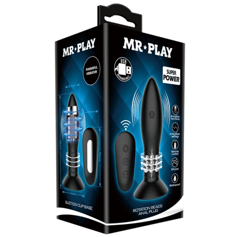 MR PLAY - STIK MED SORTE ROTERENDE KUGLER FJERNBETJENING