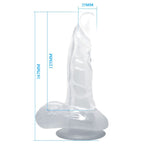 BAILE - REALISTISK DILDO MED SUGEKOP OG TESTIKLE 16,7 CM TRANSPARENT