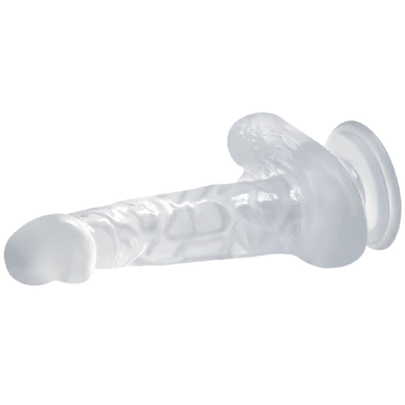 BAILE - REALISTISK DILDO MED SUGEKOP OG TESTIKLE 16,7 CM TRANSPARENT