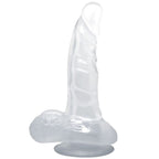BAILE - REALISTISK DILDO MED SUGEKOP OG TESTIKLE 16,7 CM TRANSPARENT