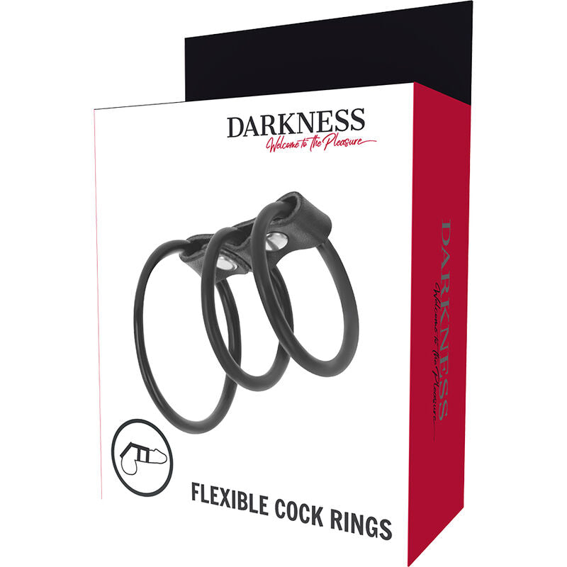 DARKNESS - SÆT MED 3 FLEKSIBLE PENISRINGE