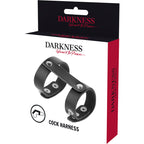 DARKNESS - JUSTERBAR PENIS- OG TESTIKELRING I LÆDER