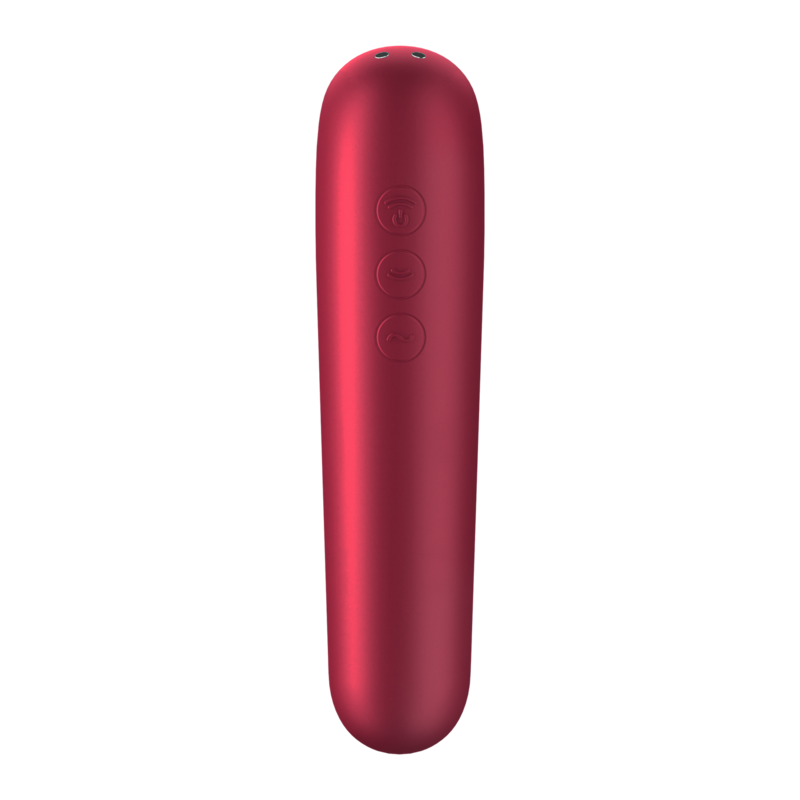 SATISFYER - DUAL LOVE VIBRATOR OG SUGEPEN MED PULSERET LUFT RØD