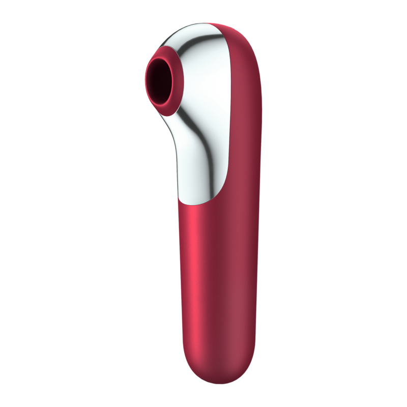 SATISFYER - DUAL LOVE VIBRATOR OG SUGEPEN MED PULSERET LUFT RØD