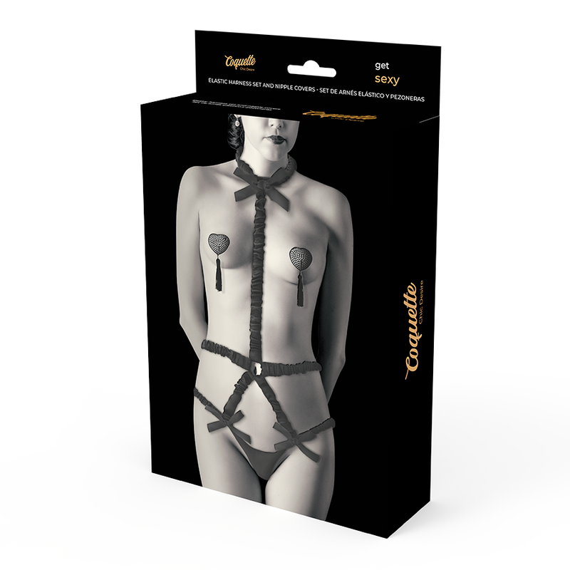 COQUETTE CHIC DESIRE - ELASTISK SELE OG BRYSTVORTEBESKYTTER SORT