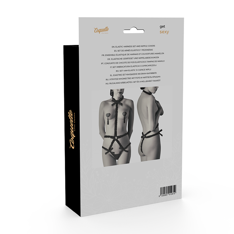 COQUETTE CHIC DESIRE - ELASTISK SELE OG BRYSTVORTEBESKYTTER SORT