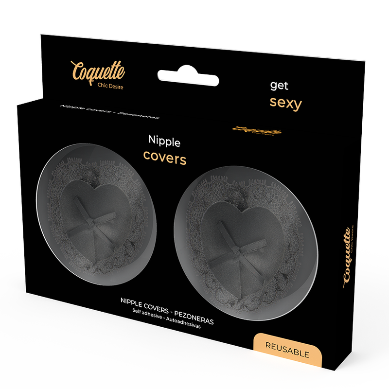 COQUETTE CHIC DESIRE - BRYSTVORTEBESKYTTERE MED BLONDE, SORT