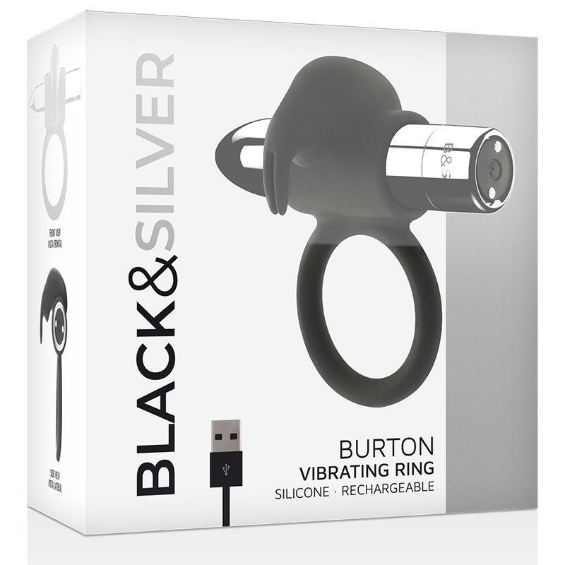 SORT & SØLV - BURTON GENOPLADELIG RING 10 VIBRATIONSINDSTILLINGER