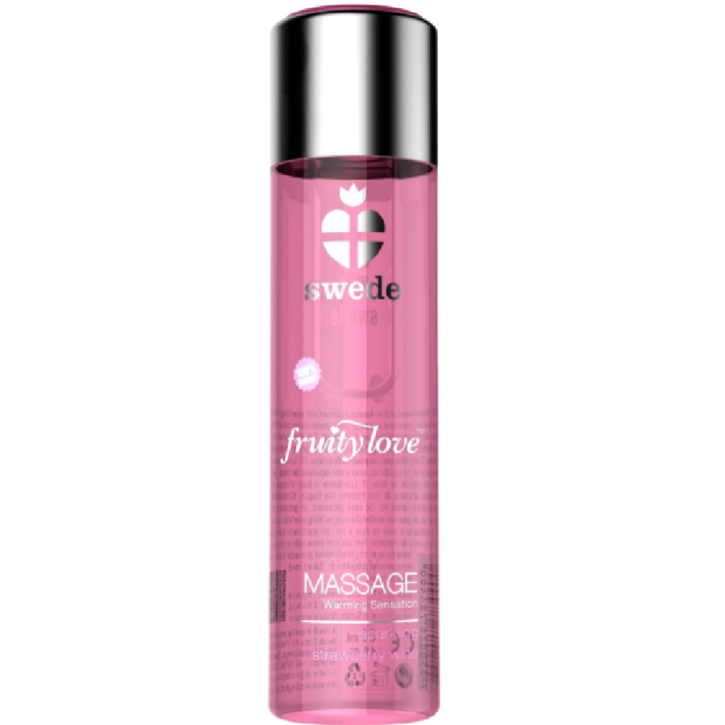 KÅLPANER - FRUGTIG KÆRLIGHED VARMENDE EFFEKT MASSAGEOLIE MOUSSERENDE JORDBÆRVIN 120 ML