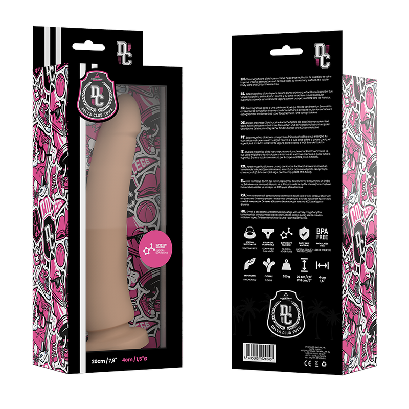 DELTA CLUB - LEGETØJ NATURLIG DILDO MEDICINSK SILIKONE 20 CM -O- 4 CM