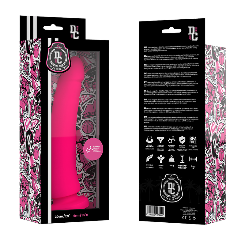 DELTA CLUB - LEGETØJ PINK DILDO MEDICINSK SILIKONE 20 CM -O- 4 CM