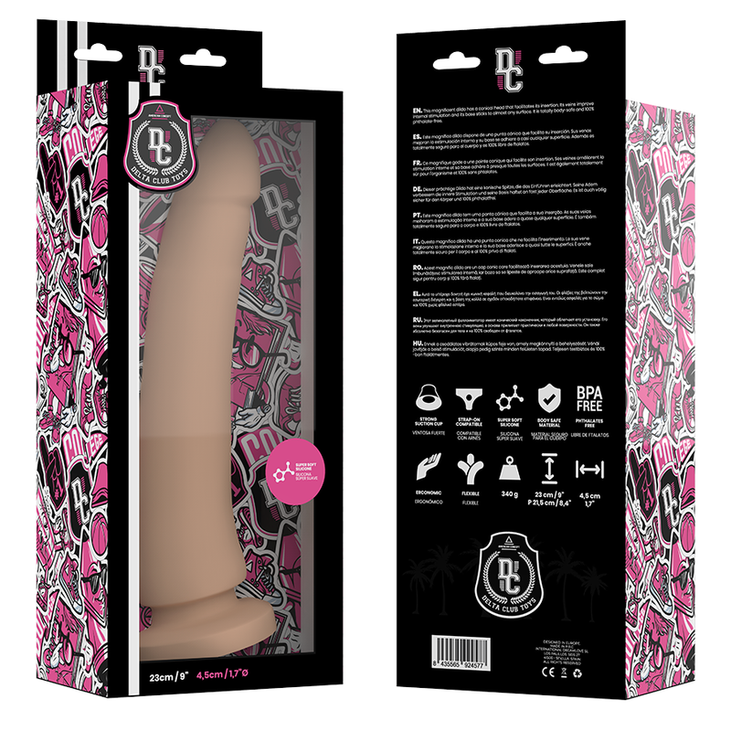 DELTA CLUB - LEGETØJ NATURLIG DILDO MEDICINSK SILIKONE 23 CM -O- 4,5 CM