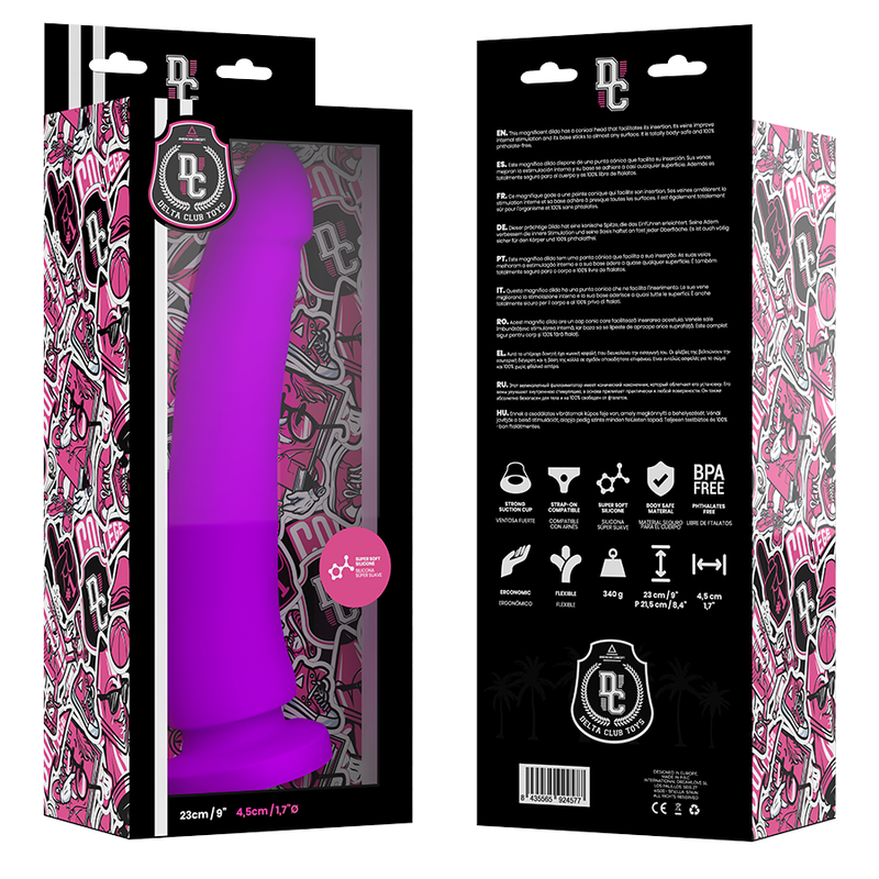 DELTA CLUB - LEGETØJ LILA DILDO MEDICINSK SILIKONE 23 CM -O- 4,5 CM