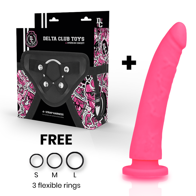 DELTA CLUB - LEGETØJSSELE + DONG PINK SILIKONE 20 CM -O- 4 CM