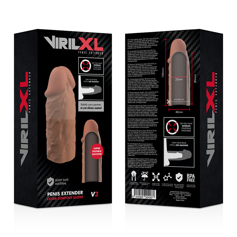 VIRILXL - FLYDENDE SILIKONE V3 BRUN PENISFORLÆNGELSE
