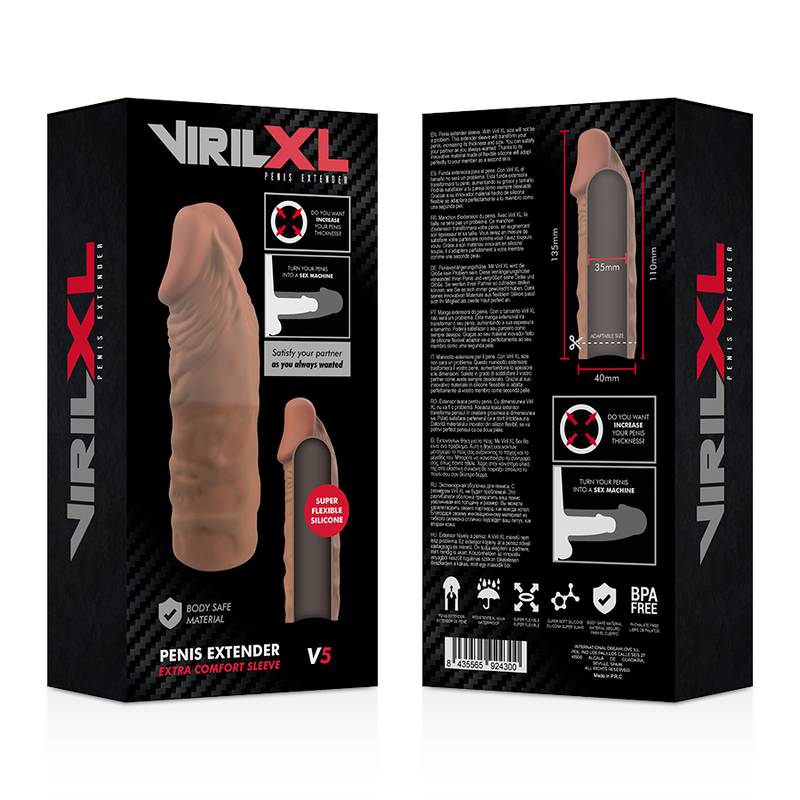 VIRILXL - FLYDENDE SILIKONE V5 BRUN PENISFORLÆNGELSE